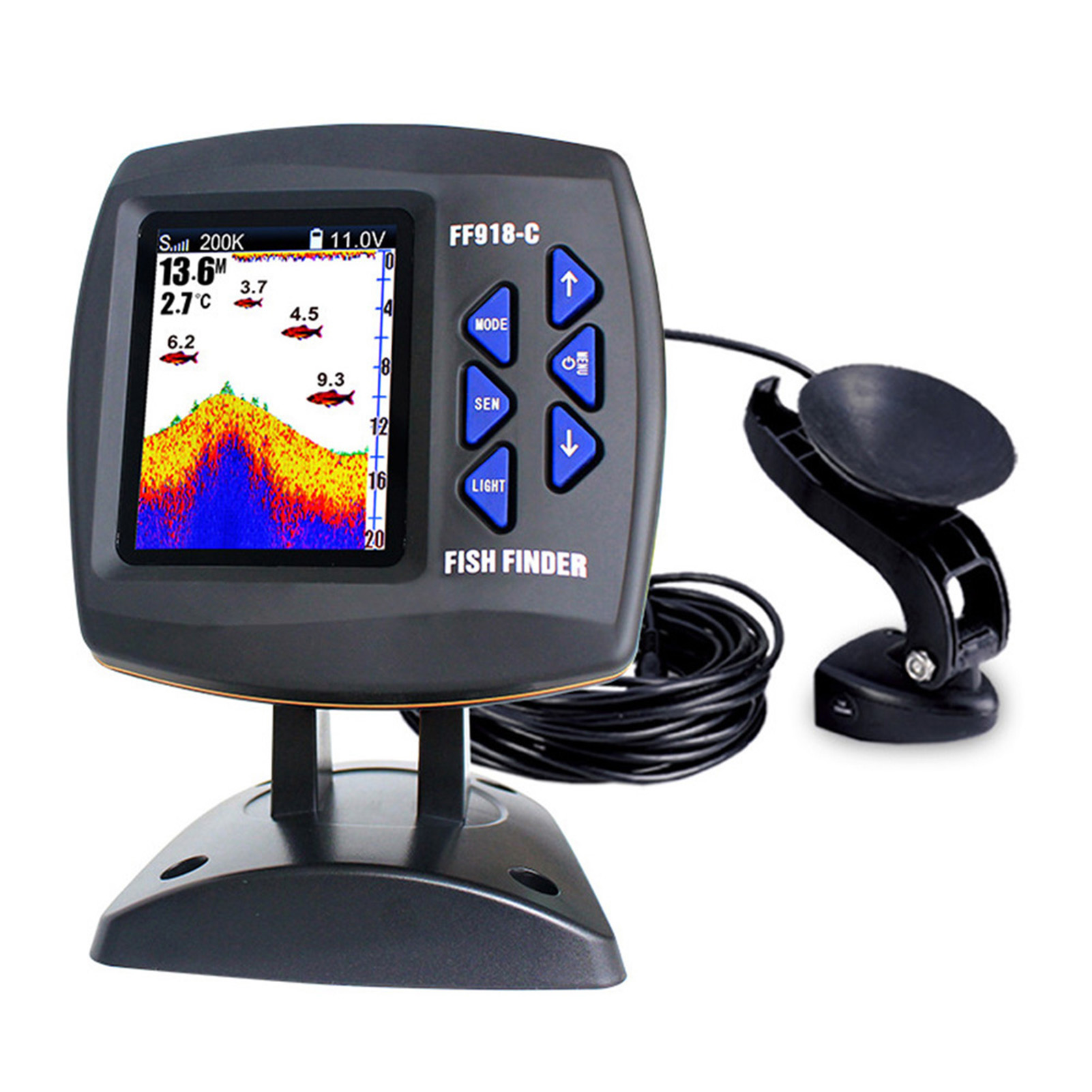 شاشة ملونة السلكية صياد السمك  - مراجعة Fishing Boat Depth Finder وسعره
